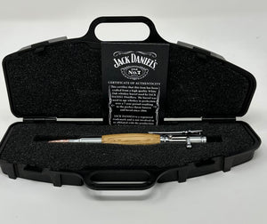 Jack Daniels Whiskey Barrel Wood Pen W/ COA And Presentation Box (Chrome Finish))