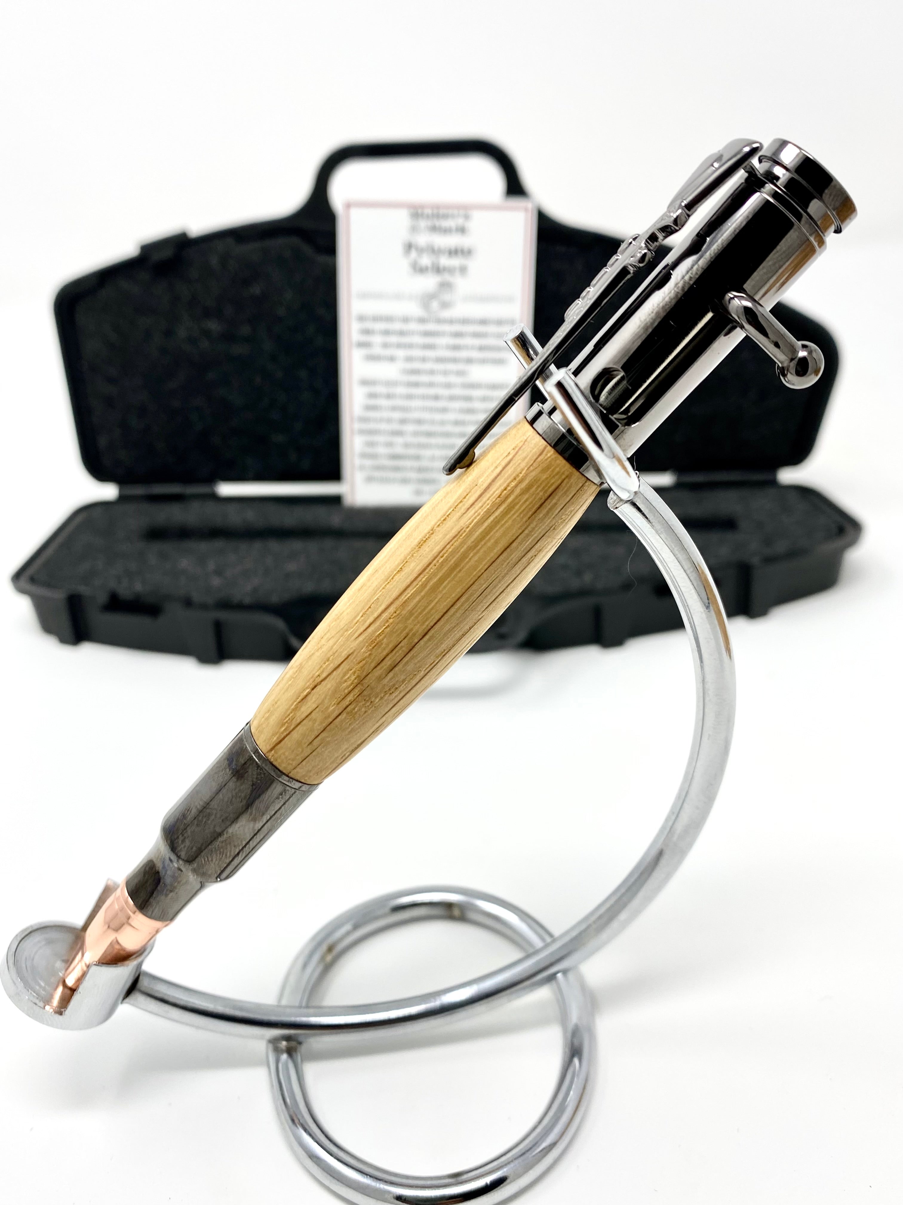 Makers Mark Whiskey Barrel Wood Pen W/ COA And Presentation Box (Gunmetal)